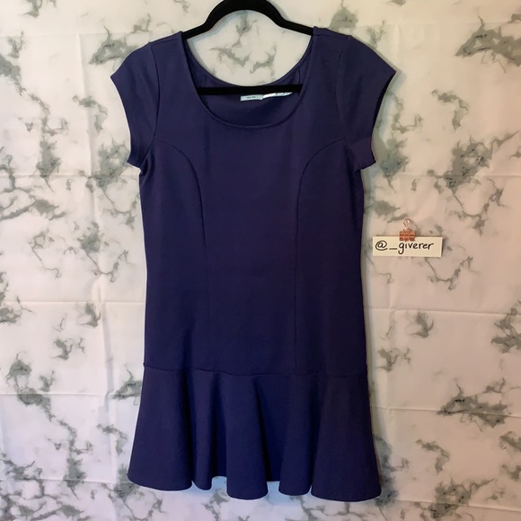 L Kimchi Blue Drop Waist Princess Cut Blue Jersey Dress - Picture 6 of 15